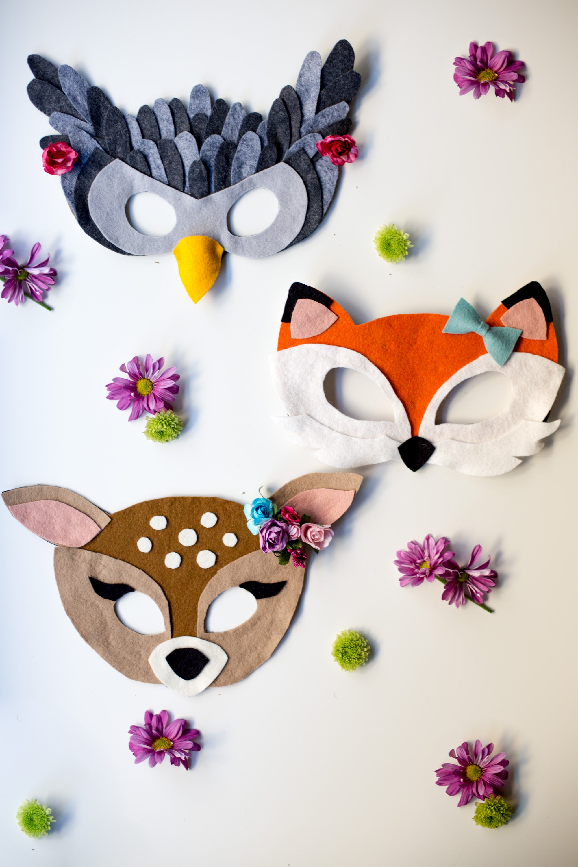 Woodland animal masks - Printable kids craft template - Happy