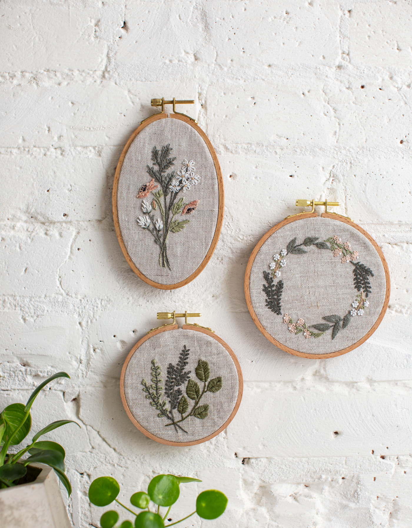 The Botanical Embroidery Trio