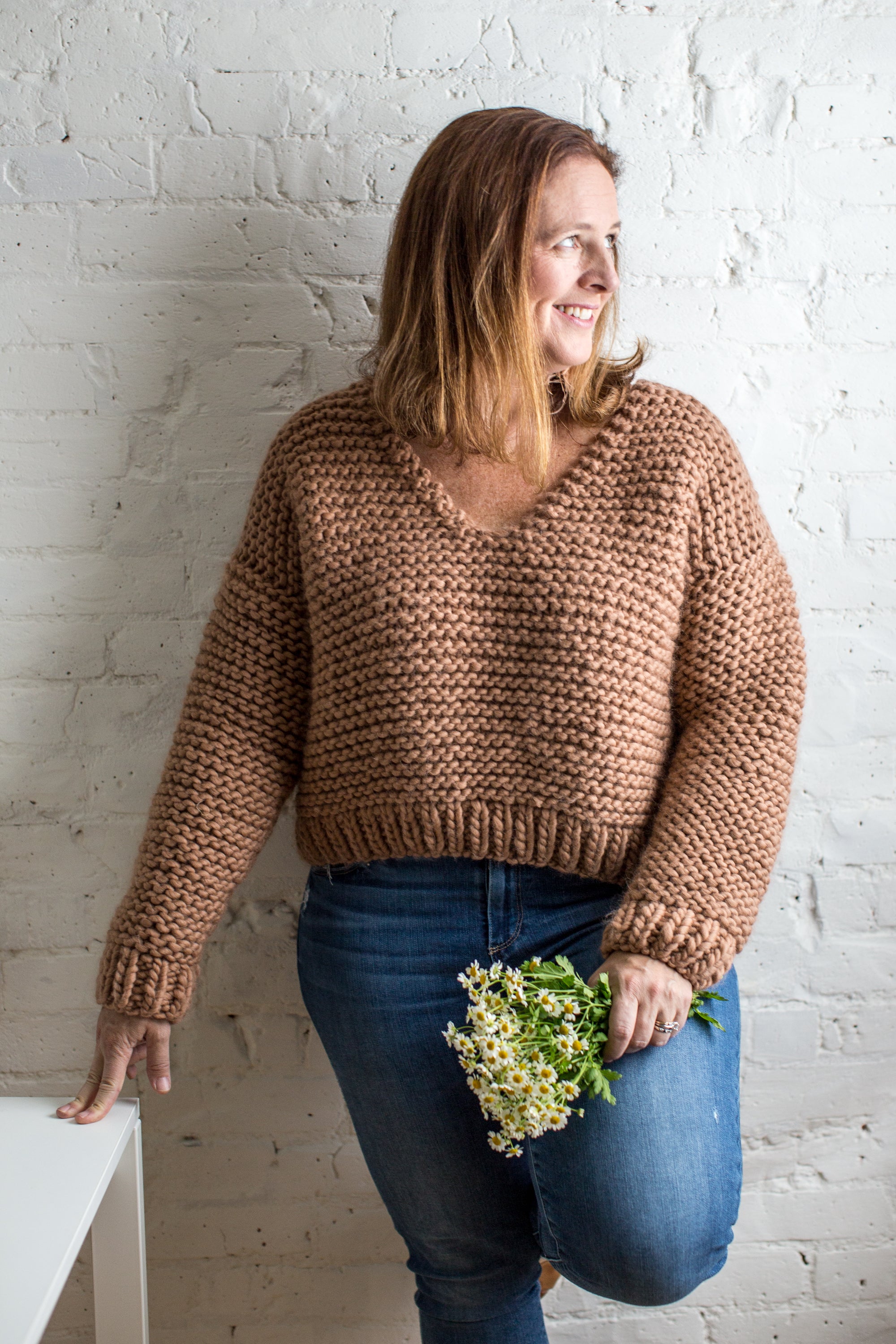 Copper Cropper Chunky Handknit Sweater Easy Free Pattern and Video