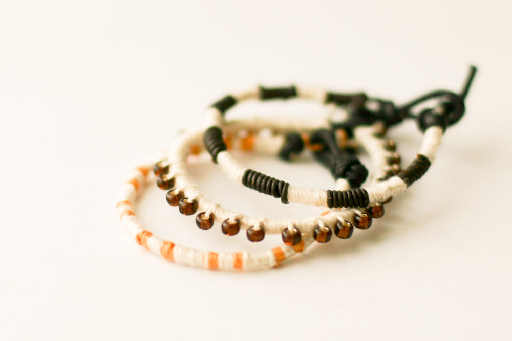 Leather + Thread Wrapped Bracelet DIY - a year of handmade gift