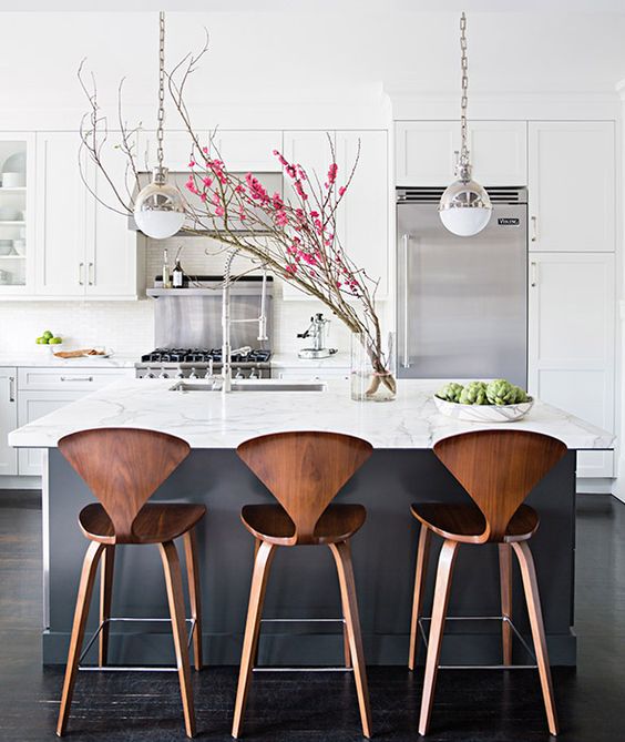 Modern walnut counter online stool