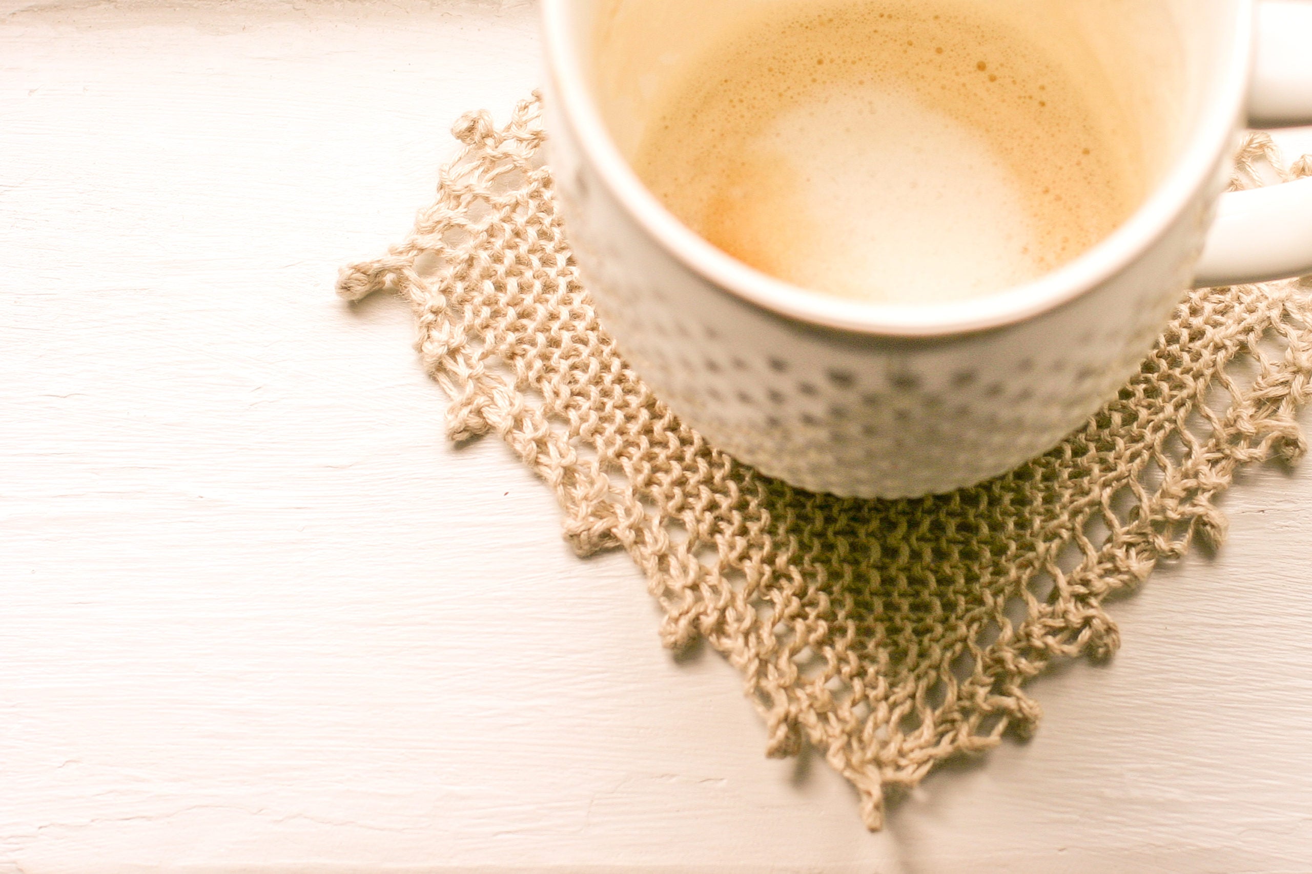 Knit Linen Coaster Pattern and Kits