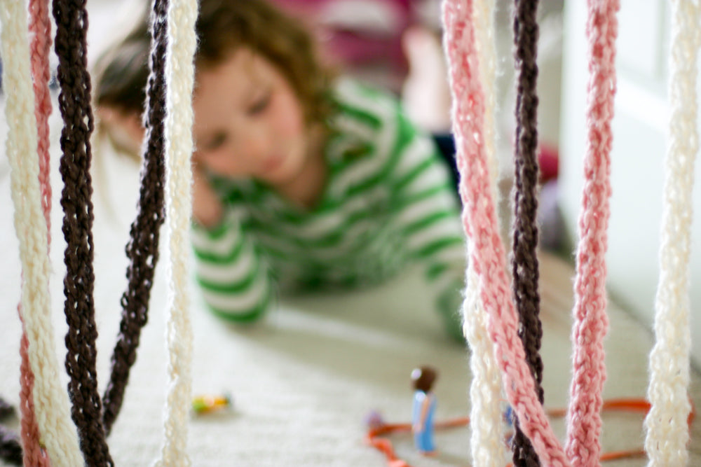 A Finger Knitting Door Curtain with Bells DIY