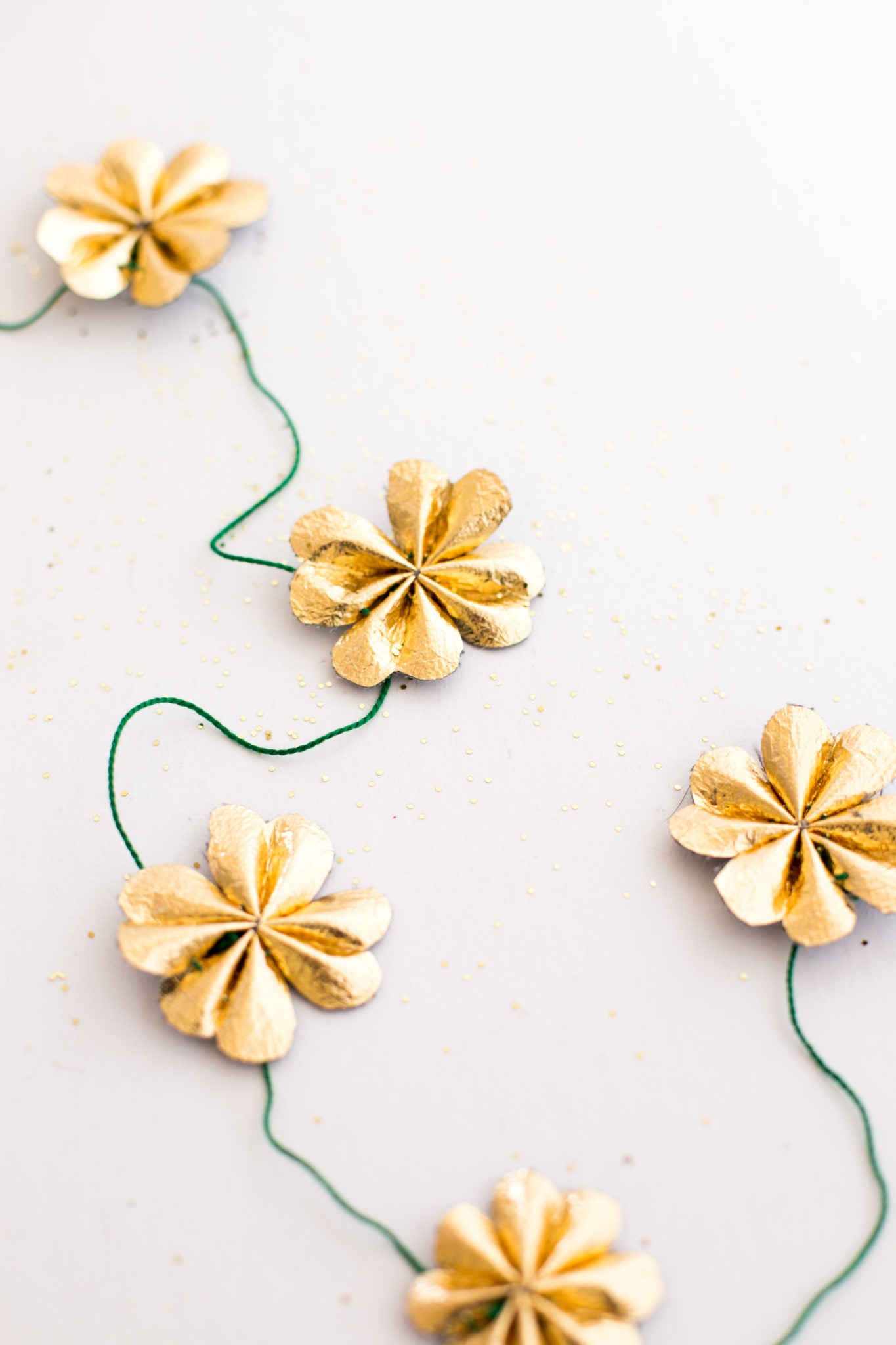 St Patricks Day Gold Leather Four Leaf Clover Garland DIY