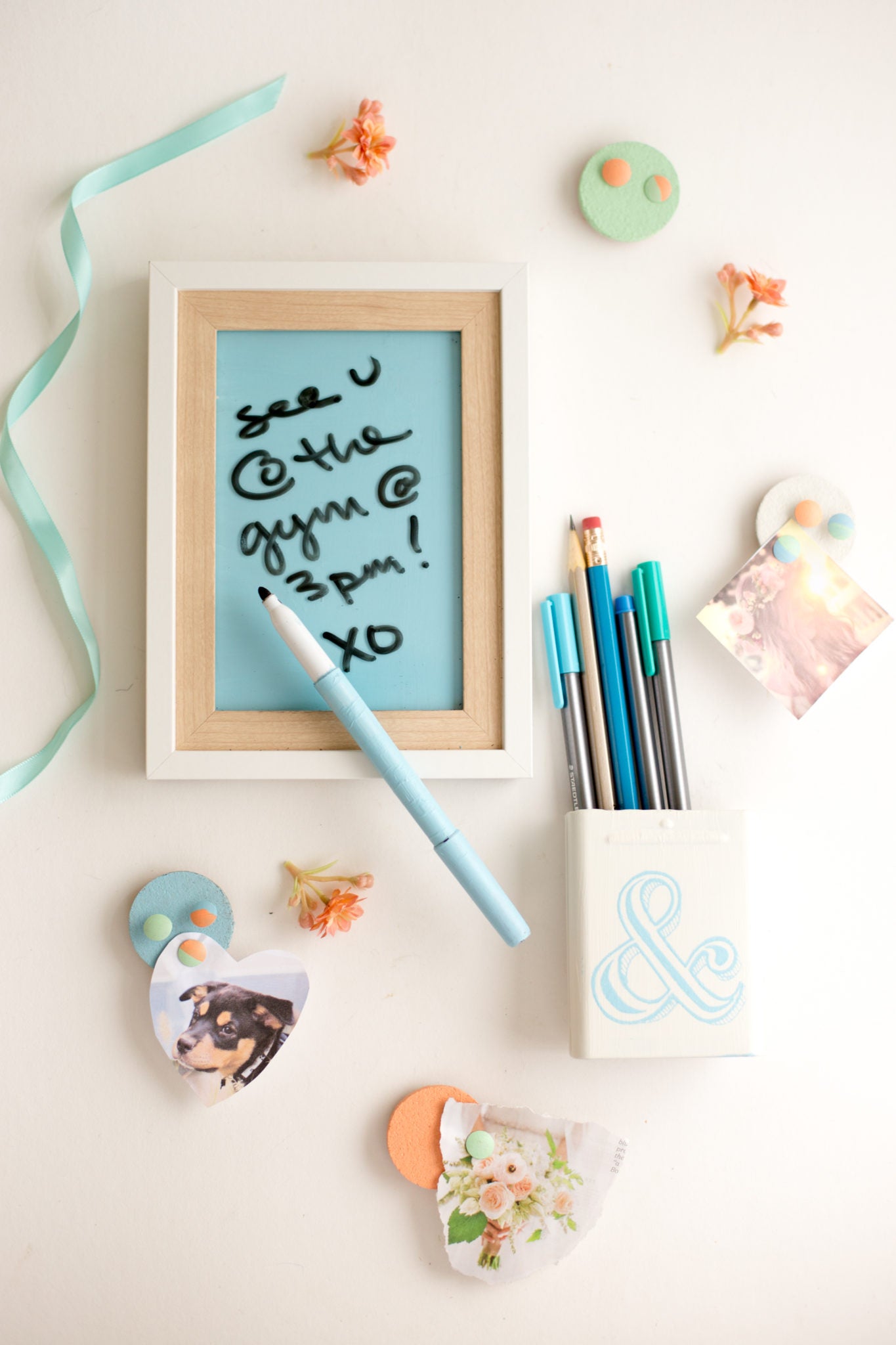 DIY Locker Decorations: Dry Erase Board + Pencil Cup