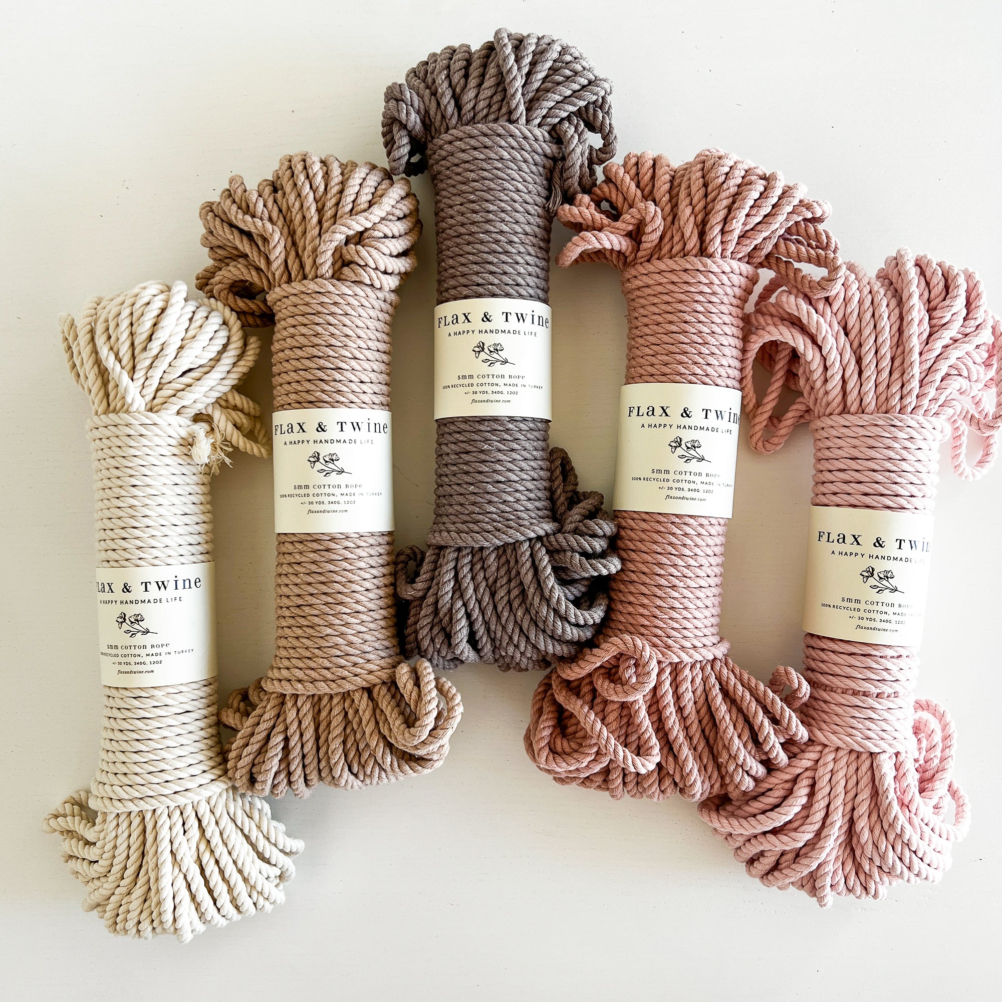 Flax & Twine 5mm Brenn Twisted Cotton Rope