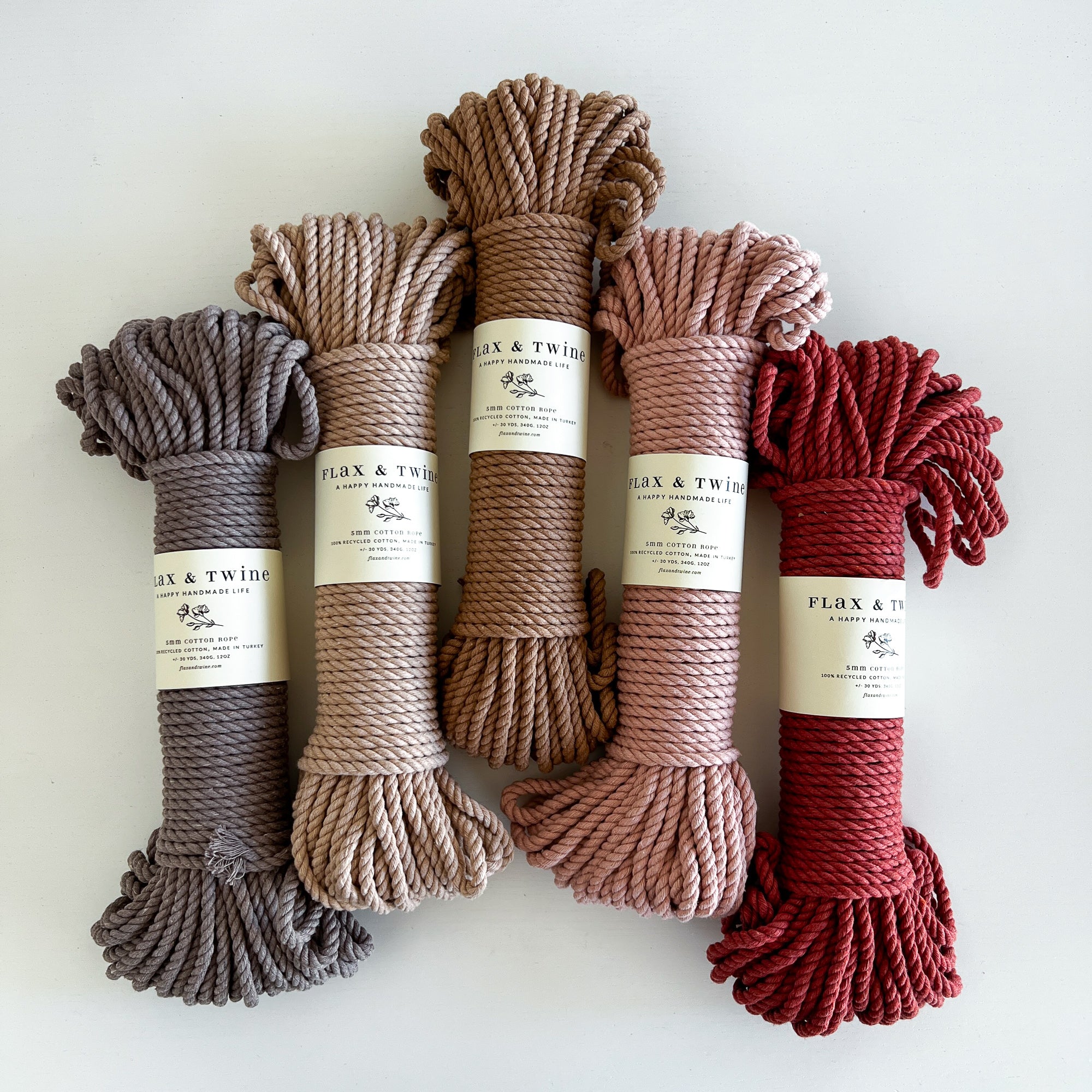 Flax & Twine 5mm Brenn Twisted Cotton Rope