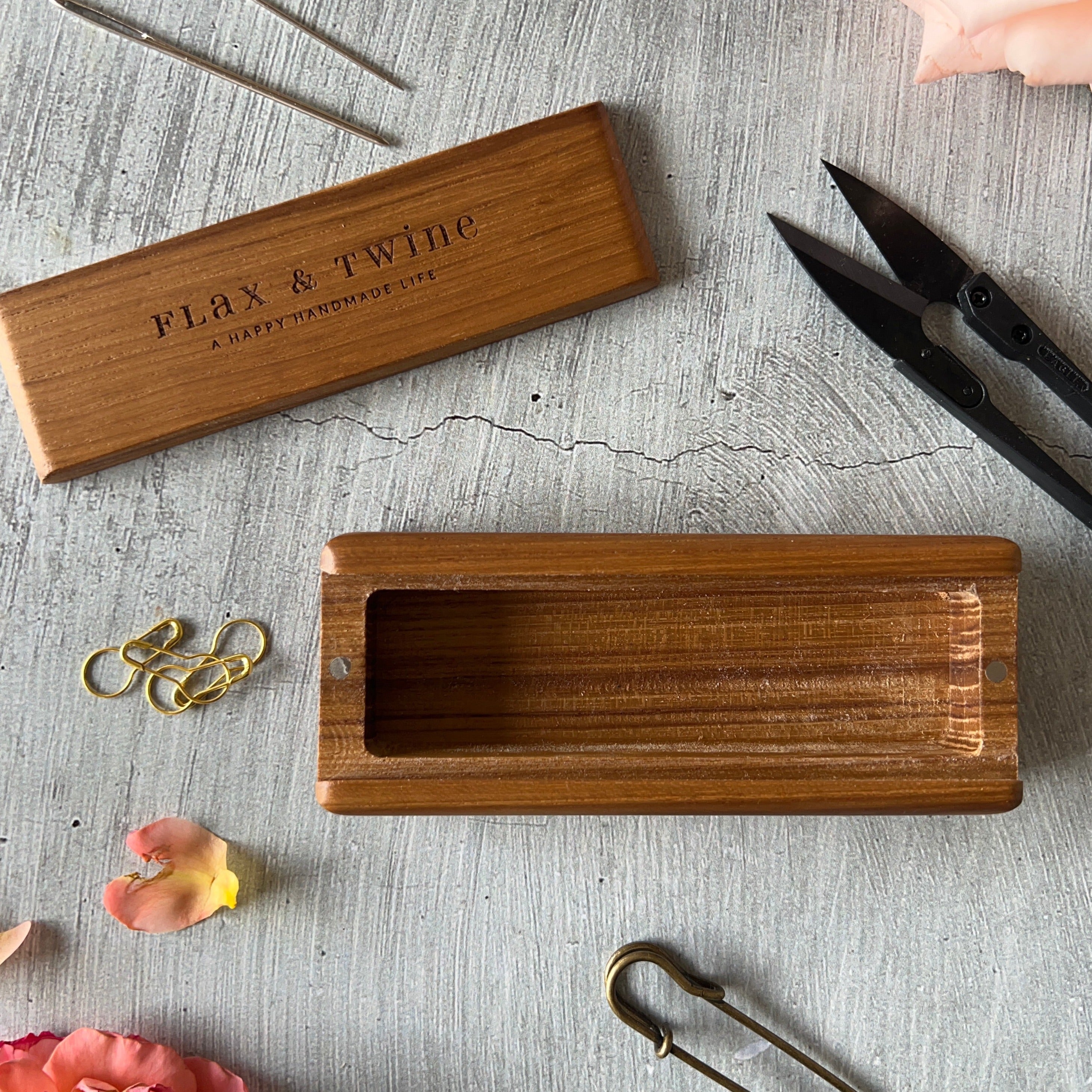 Flax & Twine Teak Notions Box