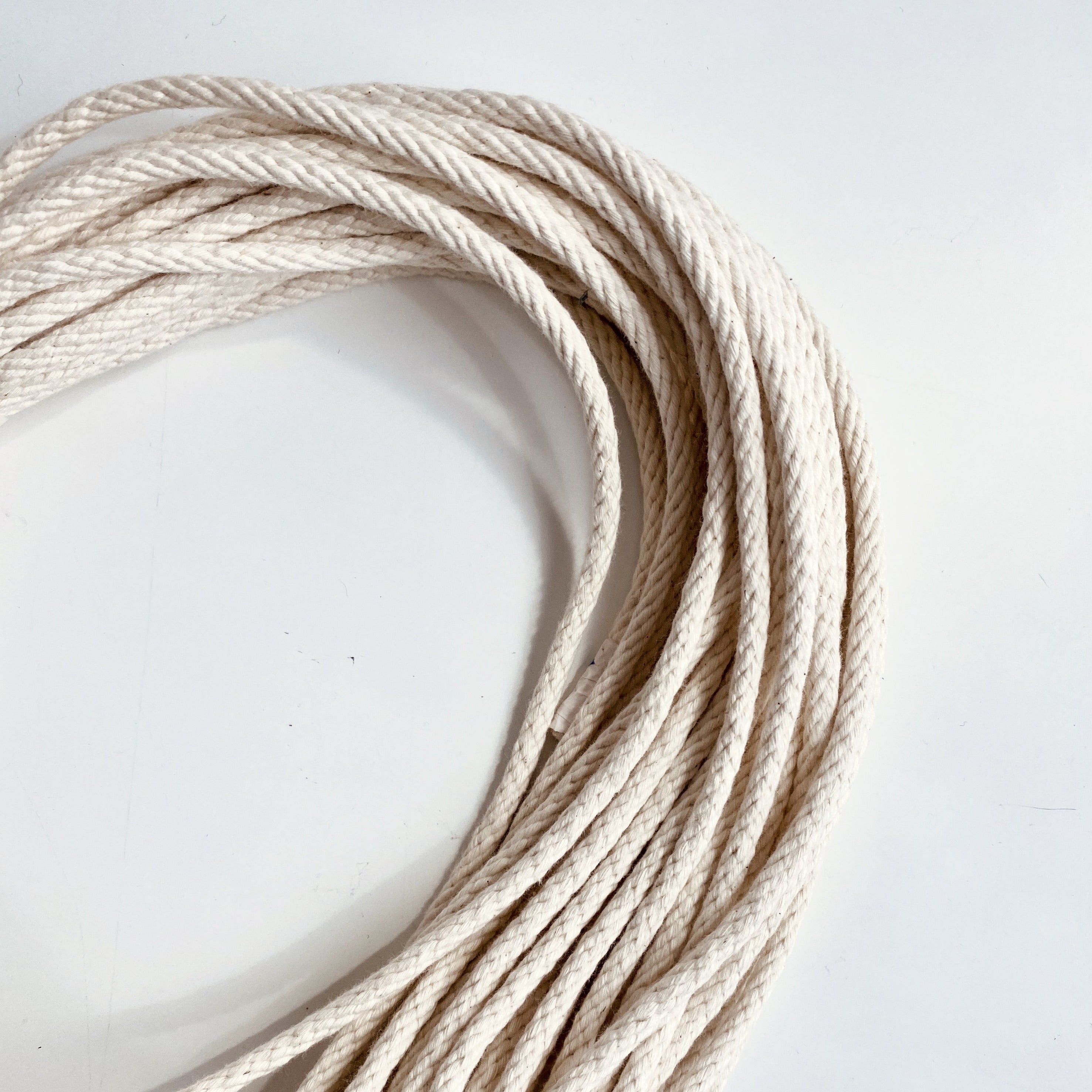 75 Feet 7/32" 100%  Braided Cotton Rope