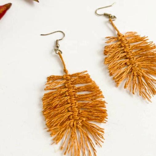 Linen Macrame Feather Earrings Kit