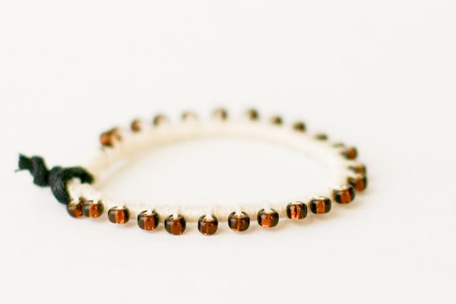 A Bead, Thread and Leather Bracelet DIY-a year of handmade gift