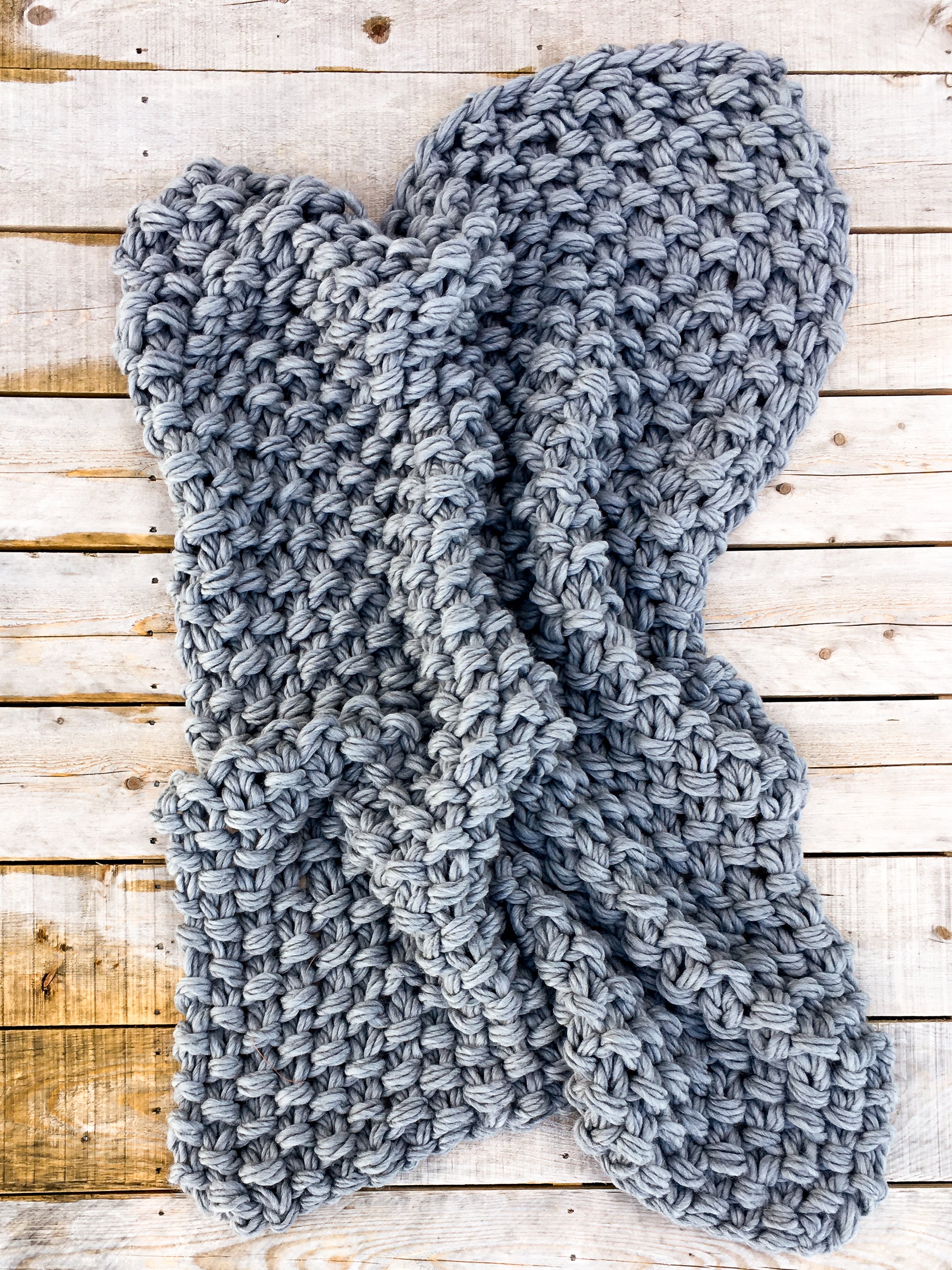 Arm Knit Seed Stitch Blanket Pattern