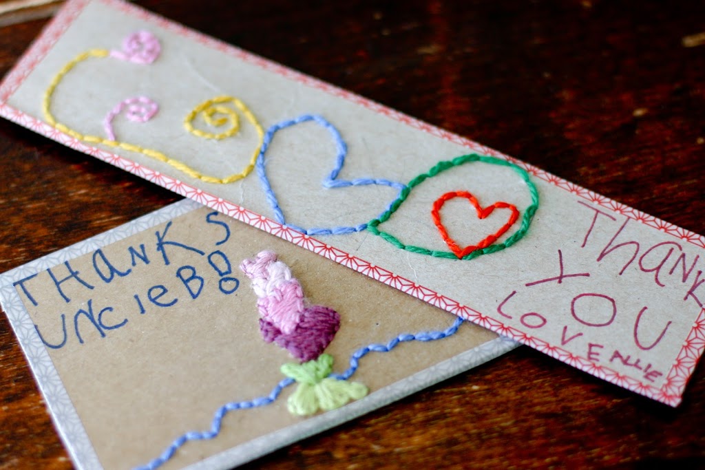 Hand Embroidered Note Cards for the Kids to Make