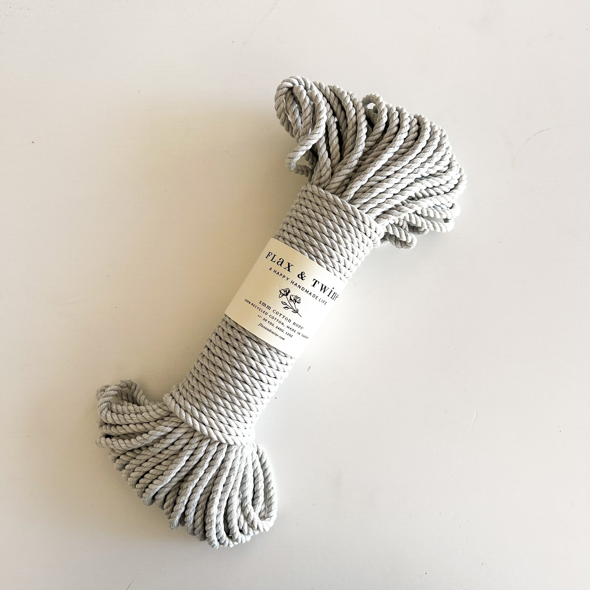Fil de coton câblé recyclé 2 mm 'Graine créative' Lin 100m 400g - La Fourmi  creative