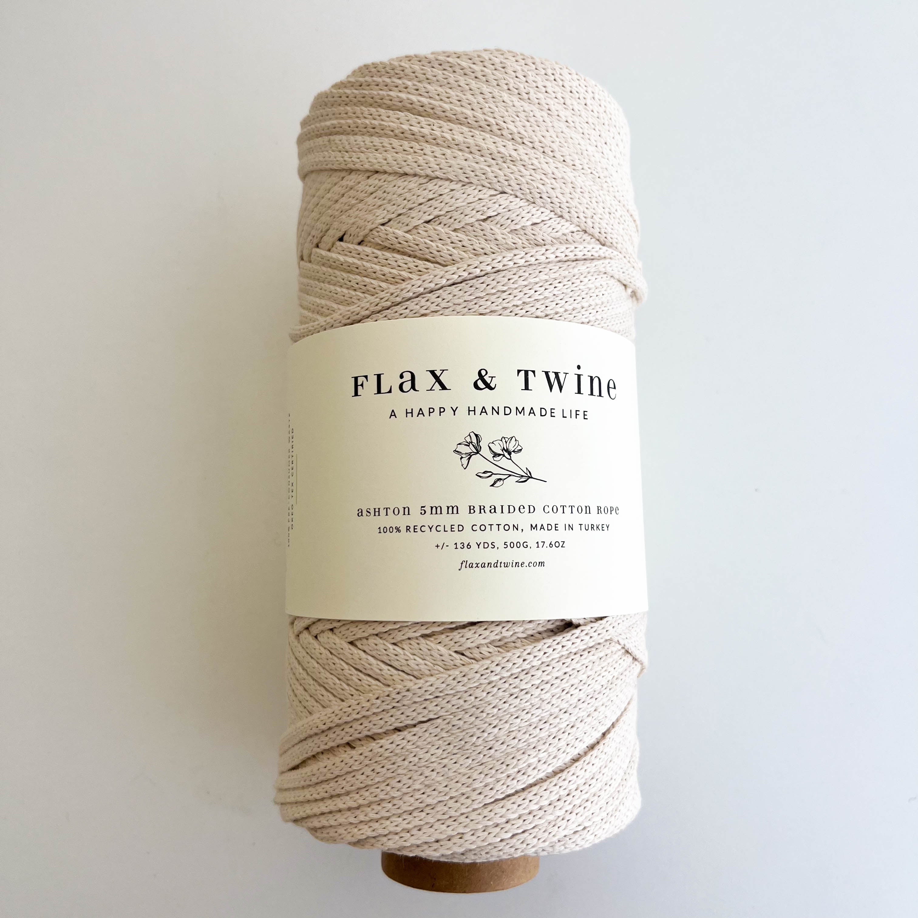 Flax & Twine 5mm Ashton Braided Cotton Rope