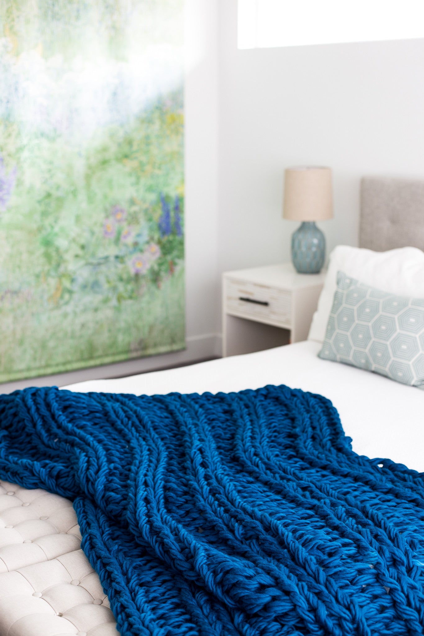 Knitted blue online blanket