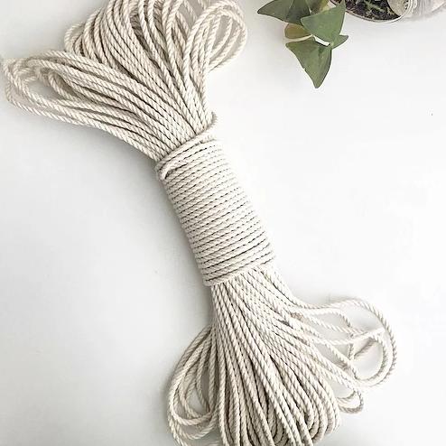 3 Strand Twisted Cotton Rope 1/4 Inch 100% Natural Wide Variety of Color,  Glitter, and More Macrame, Knitting, and Crocheting -  Hong Kong