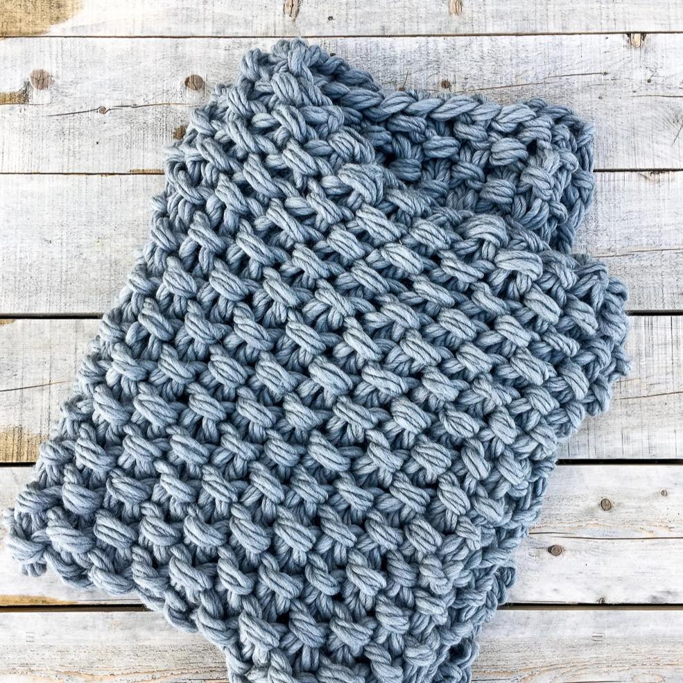 Arm Knit Seed Stitch Blanket Pattern