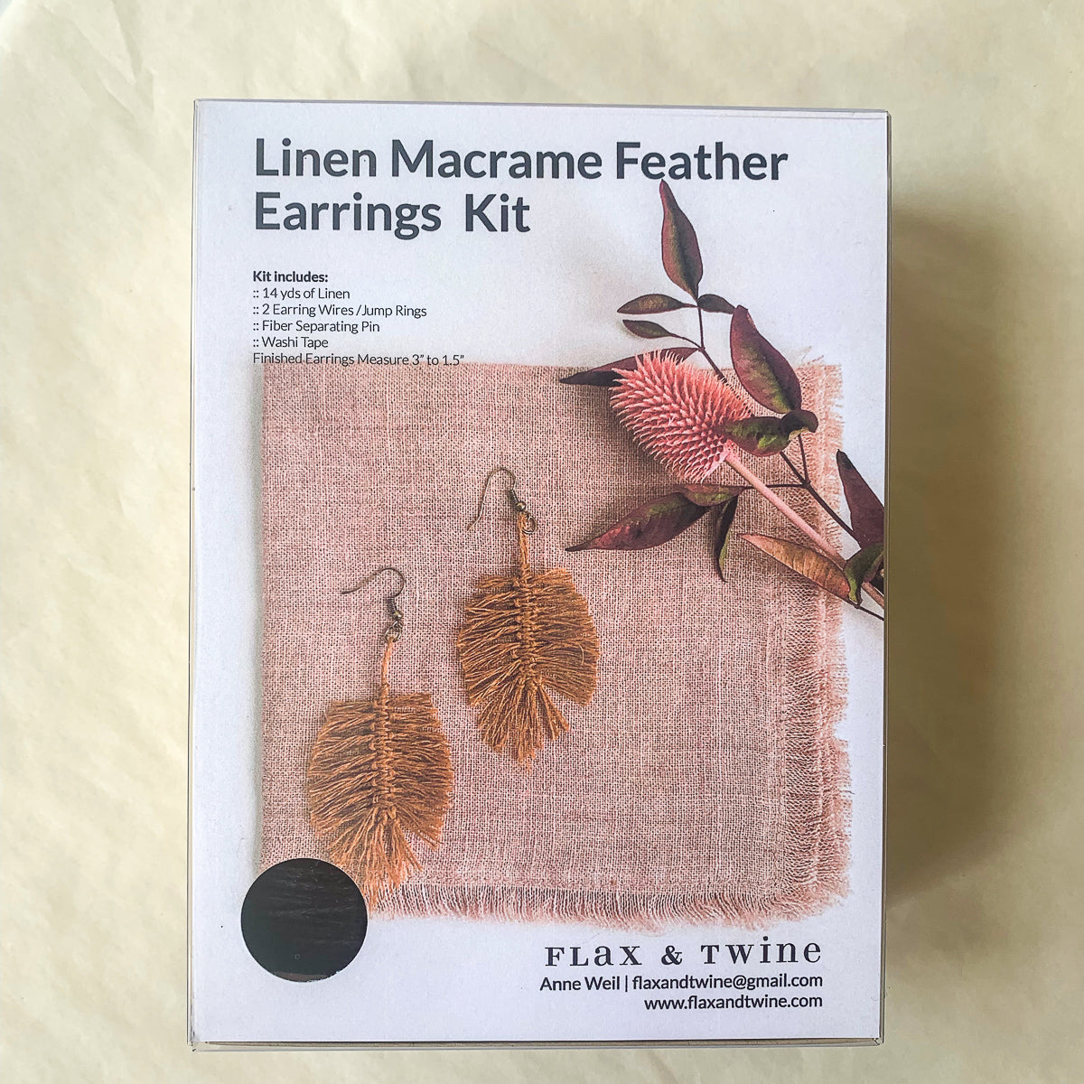 Linen Macrame Feather Earrings Kit
